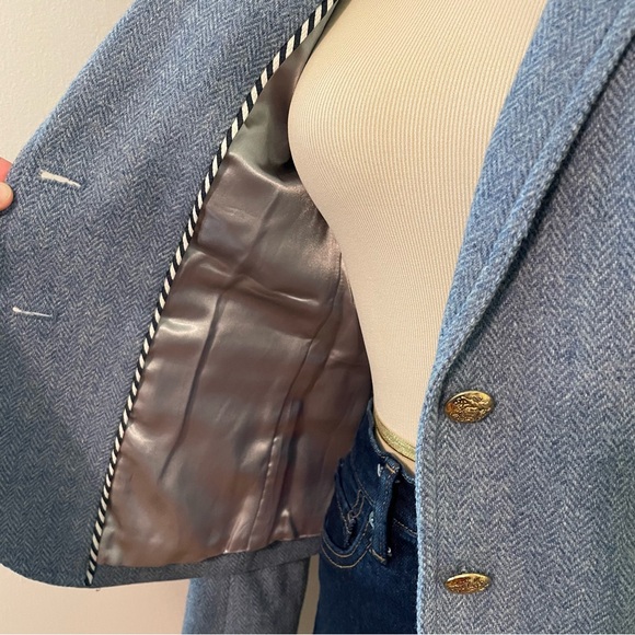 J. Crew Blue Wool Herringbone Schoolboy Blazer Like New 0 - Picture 6 of 11